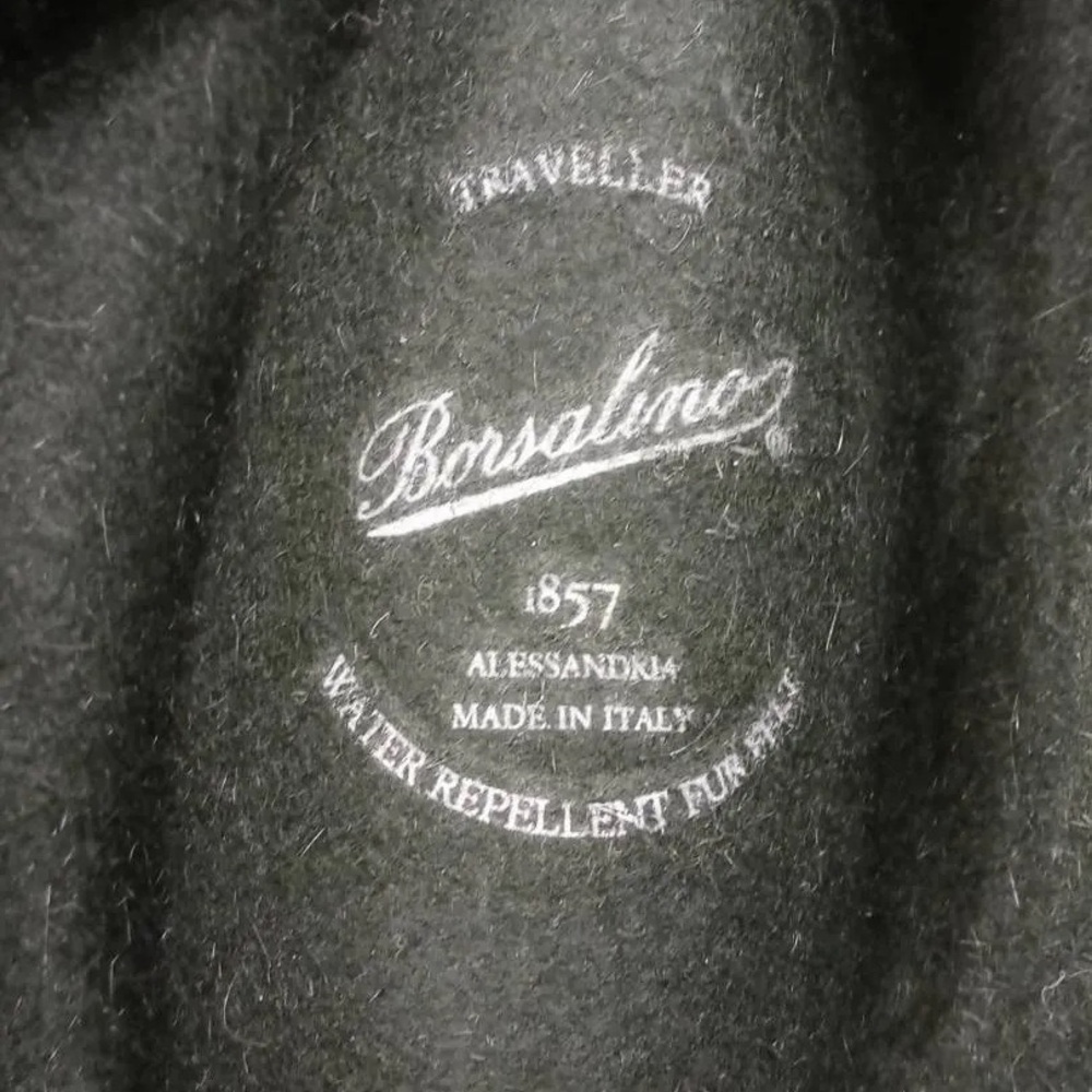 Borsalino Traveller Fur Felt Fedora Hat Green Made in Italy Water Repellent 60 - Picture 14 of 14